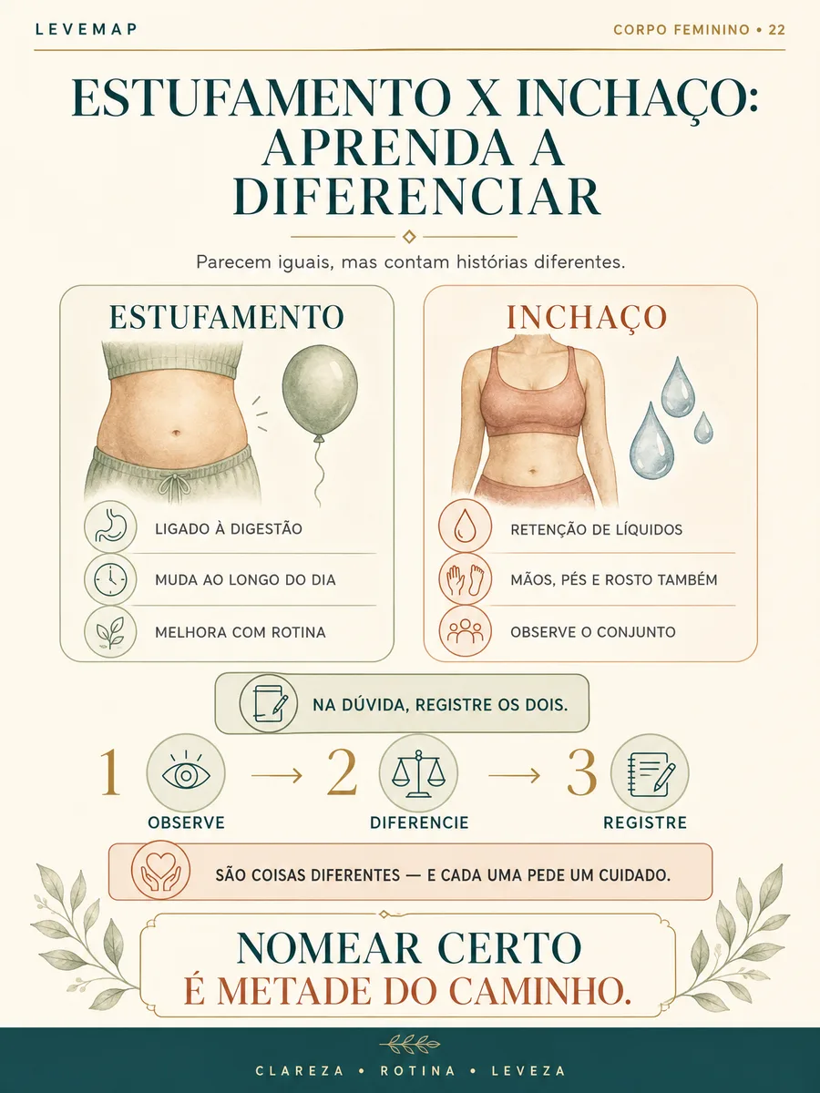 Ficha LEVEMAP 20 — Estufamento x inchaço: aprenda a diferenciar